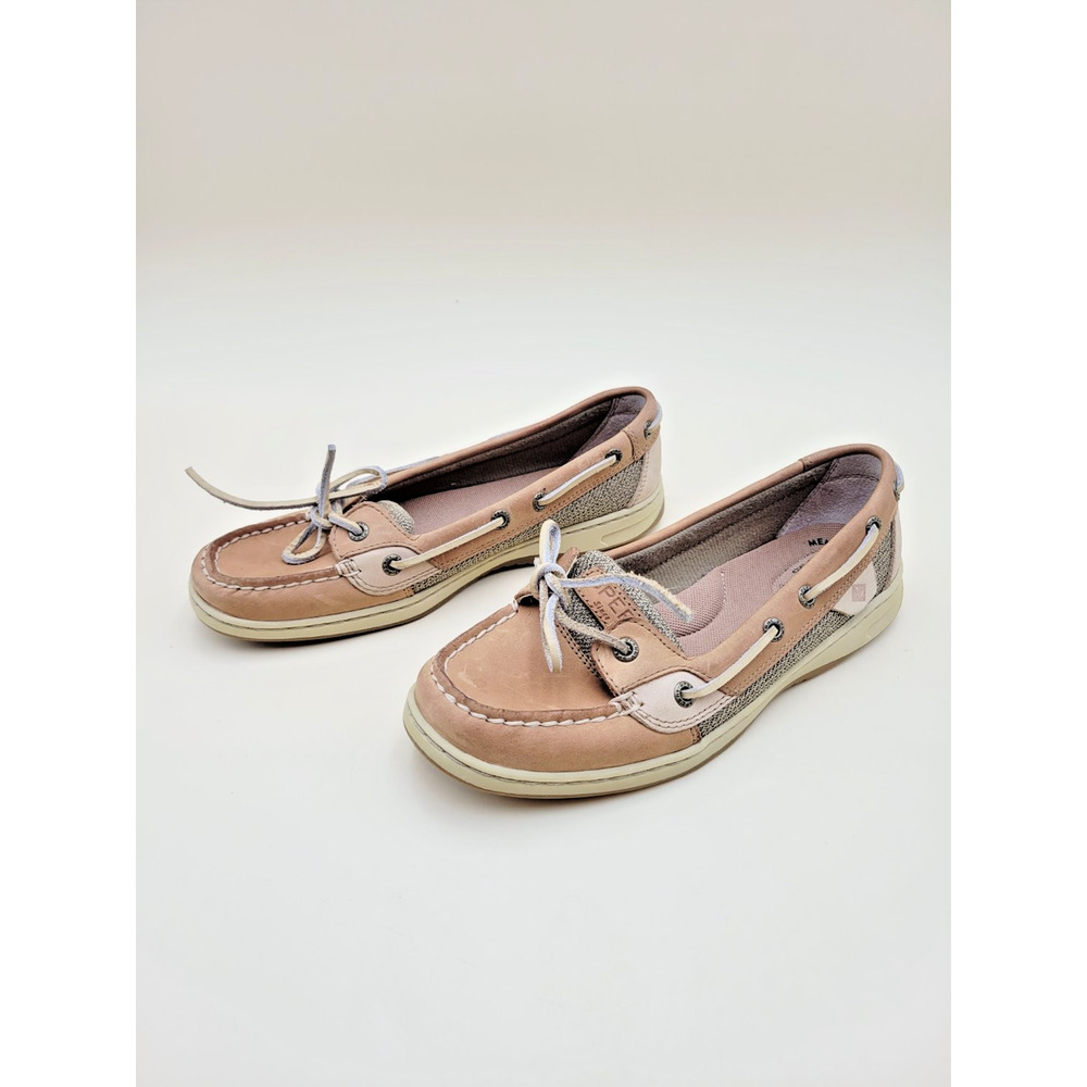 Sperry Angelfish Women's Boat Shoes Size 8 Tan Leather Mesh Loafers 9102047 Used - Picture 4 of 9